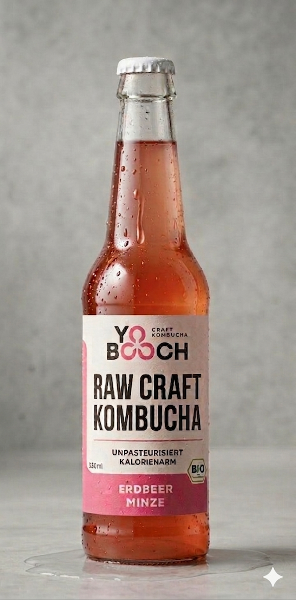 Strawberry Mint Raw Bio Kombucha